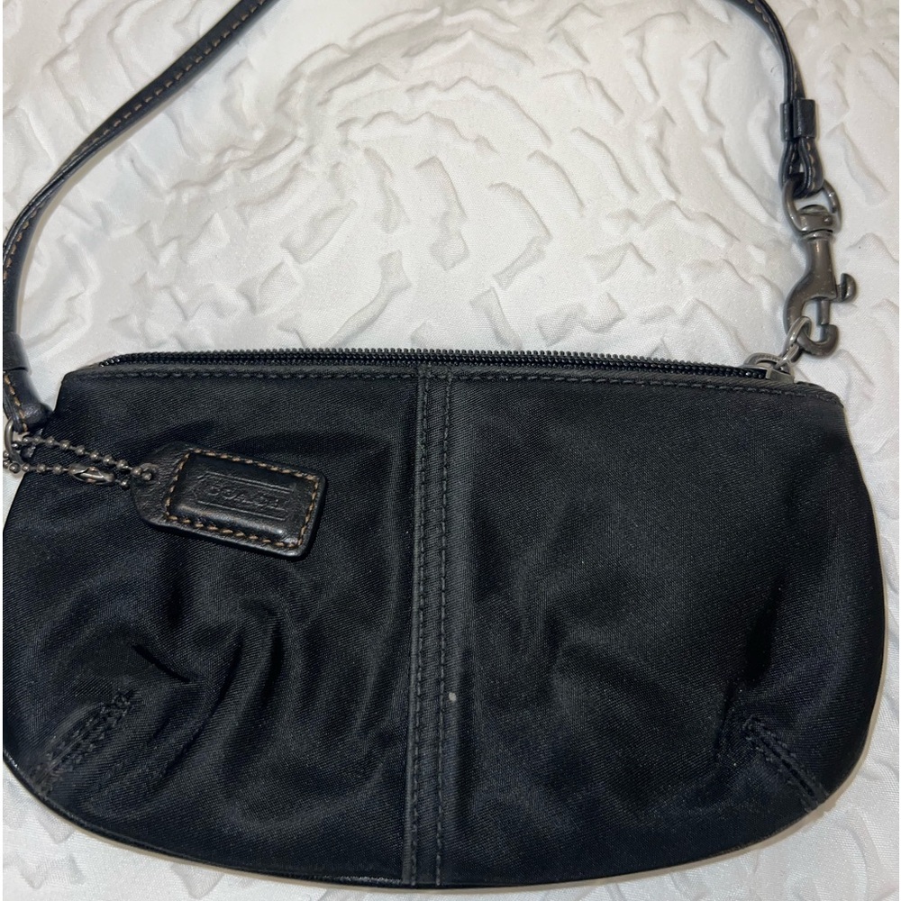 Coach all black wristlet 7”x3”